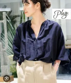 美品　プラージュ　リネンボリュームスリーブブラウス　ゆったり　シャツ　上質　麻