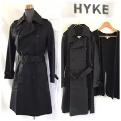 HYKE ライナー付トレンチコート ブラック ハイク