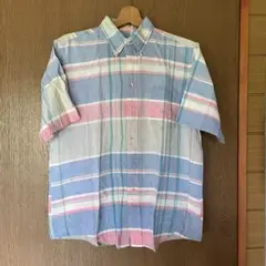 AUTHENTIC INDIA MADRAS 半袖BDシャツL 米国製 古着