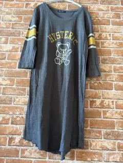 ヒステリックグラマーファックベアヒスベアグレーTシャツワンピース