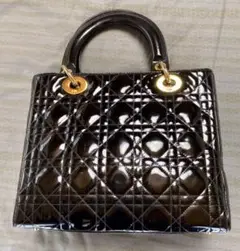 ★特別値下げ★ Lady Dior 黒エナメルハンドバッグ 美品レディディオール
