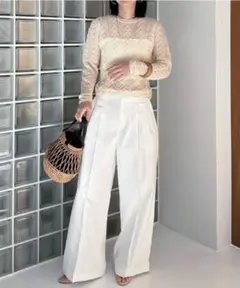 【完売色】元値1.4万円センターシーム２タックワイドパンツ　ホワイト