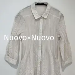 【超美品】 Nuovo×Nuovo ヌーヴォ シャツブラウス 7分袖 刺繍 可愛