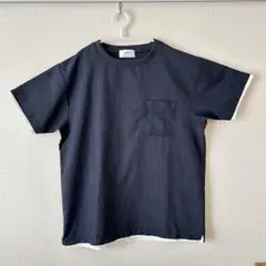 ikka ネイビー Tシャツ ポケット付き