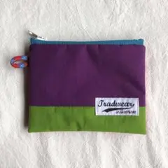 フラットミニポーチ(パープル×イエローグリーン)