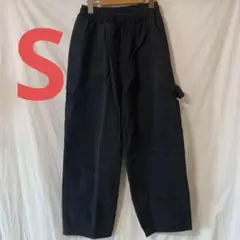 履きやすさ抜群‼️ブラック カーゴデニムパンツ S ポケット ワーク ワイド 黒