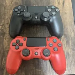 PS4 コントローラー 黒 赤 セット