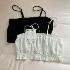 新品 GU GIRLS 2ピーステクスチャーシャツ キャミソールビスチェ
