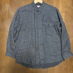 FOLCO 総柄バンドカラーシャツ　グレー