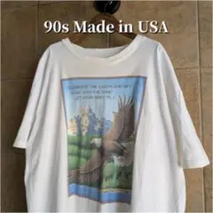 90s USA製　Human-i-Tees　アニマル　鷹　Tシャツ