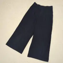麻混　a.v.v スタンダード　ワイドパンツ　M　ネイビー　カジュアルパンツ