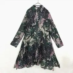 BASILE28 ブラウスワンピース　シルクブレンド　花柄　シフォン風　羽織る