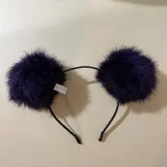 ディズニーリゾート　パープル　ボンボン　カチューシャ　ハロウィン　コスプレ
