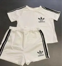 ベビー キッズ セットアップ Tシャツ 半袖 ハーフパンツ 短パン ホワイト