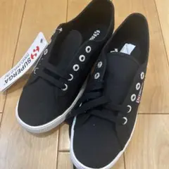 未使用 SUPERGA EURO38 24.5cm　スニーカー　黒　スペルガ