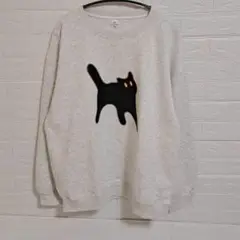 731 スウェット LL 黒猫 クロネコ レディース アプリコット