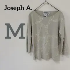 Joseph A. 【M】トップス 5分袖 ビーズ装飾 五分袖トップス