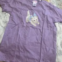ナイルパーチ　定番　プリントTeeシャツ　猫　未使用　パープル