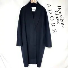 人気 ADORE オーバーサイズ ショールカラー ロングコート ネイビー