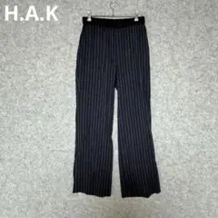 H.A.K ネイビー ストライプ ワイドパンツ