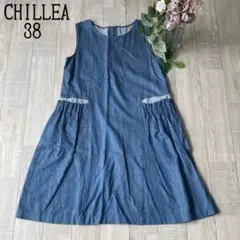 【CHILLEA】ノースリーブ　デニムワンピース　バックファスナー　大人可愛いM
