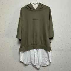 SHINY RIPPLE トップス 七分袖 カーキ L