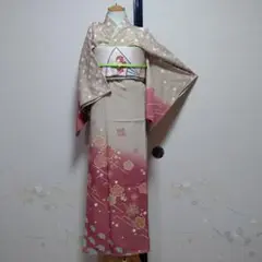 正絹 〈浜ちりめん〉作家 金駒刺繍 金彩 訪問着5点セット