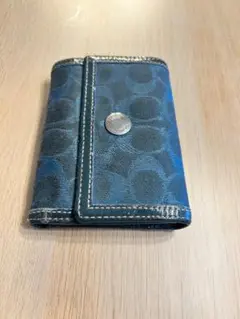 Coach 青色キャンバス三つ折り財布