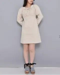 美品　MAJESTIC LEGON フロントリボンミニワンピース アイボリー S