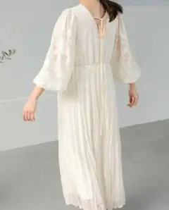 バブ　2wayロングワンピース　花柄シアージャガード　ウエスト切替　大きい