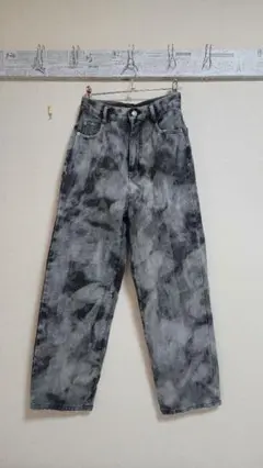 【美品】ハイウエスト グレー ダメージデニム PAGEBOY