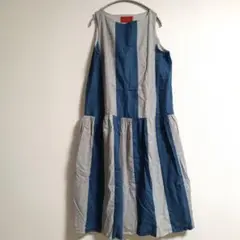 somari ノースリーブロングワンピース 青とグレー
