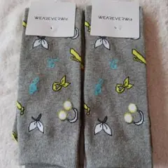WEAREVERWiz 音符とリボン柄 ソックス グレー　　2足セット