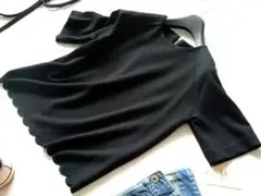 新品MARGAUX VINTAGEマルゴーヴィンテージ綺麗目カットソー黒ブラック