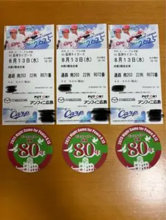 2025.8.13☆ピースナイターチケット 広島東洋カープVS阪神タイガース 広島東洋カープ】8/13 阪神戦 2025年ピースナイター 今年