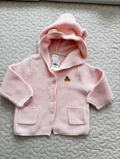 最終価格！GAP くまさんフード付きピンクカーディガン 80size