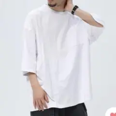 ホワイト Tシャツ 半袖 ポケット付き オーバーサイズ
