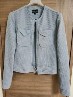 Emporio Armani ノーカラージャケット ライトブルーグレー