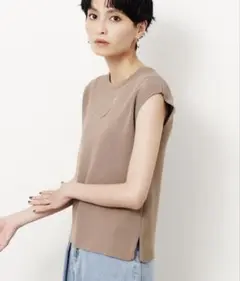 タグ付き新品　OPAQUE.CLIP クルーネックフレンチスリーブニット　L