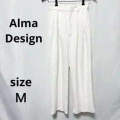 アルマデザイン / タック ワイドパンツ 裏地あり 白 Ｍ