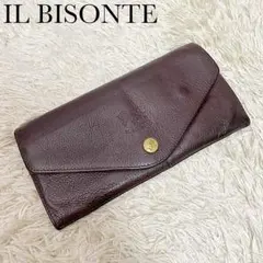 IL BISONTE 折りたたみ長財布 ヌメ革 手紙調 ダークブラウン