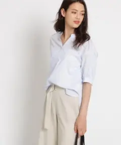 【INDIVI】パフスリーブシャツ　サックスブルー　SIZE38