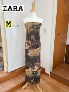 本日限定価格 ZARA 絵画プリントチュールドレス　チューブトップ