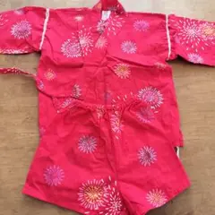 赤 花火模様 甚平 90サイズ