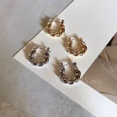 ロープツイストフープピアス シルバー