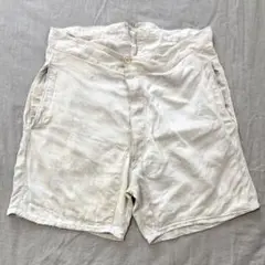 30s 40s フランス ビンテージ リネン ハーフ パンツ