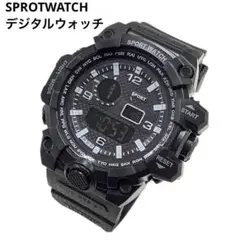 SPROTWATCH デジタルウォッチ メンズ腕時計 ブラック mj-2438