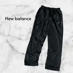 【ニューバランス】トレーニングナイロンパンツ 裏メッシュ ロゴプリント 黒 L