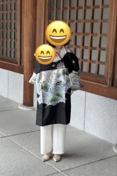 【値下げ】お宮参り　産着　祝着　0歳　男の子　黒　鷹　長襦袢なし　素材