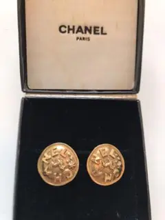 CHANEL シャネル ヴィンテージ ライオンモチーフ ゴールド イヤリング